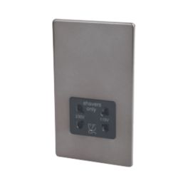 Varilight  1-Gang Dual Voltage Shaver Socket 115/230V Slate Grey with Black Inserts