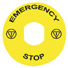 Schneider Electric Yellow / Black 'Emergency Stop' Legend Plate 90mm 10 Pack
