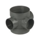 FloPlast  Solvent Weld 3-Boss Double Socket Short Pipe Anthracite Grey 110mm