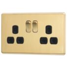 Arlec  13A 2-Gang SP Switched Socket Gold  with Black Inserts