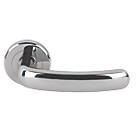 Serozzetta Shape Fire Rated Lever on Rose Door Handles Pair Polished Chrome