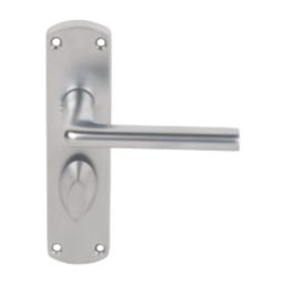Smith & Locke Uno Fire Rated Bathroom Door Handles Pair Satin Chrome