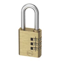 Smith & Locke   Closed Shackle Combination  Padlock Brass 30mm