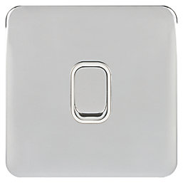 Schneider Electric Lisse Deco 10A 1-Gang 2-Way Retractive Switch Polished Chrome with White Inserts