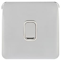 Schneider Electric Lisse Deco 10A 1-Gang 2-Way Retractive Switch Polished Chrome with White Inserts