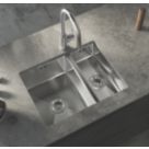 ETAL Elite 1.5 Bowl Stainless Steel Inset / Undermount Kitchen Sink Brushed Steel 555mm x 440mm