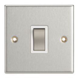 Contactum iConic 20A 1-Gang DP Control Switch Brushed Steel  with White Inserts