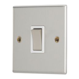 Contactum iConic 20A 1-Gang DP Control Switch Brushed Steel  with White Inserts