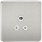 Knightsbridge  5A 1-Gang Unswitched Socket Brushed Chrome with White Inserts
