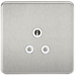 Knightsbridge  5A 1-Gang Unswitched Socket Brushed Chrome with White Inserts
