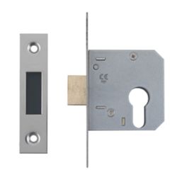 Smith & Locke Fire Rated  Nickel-Plated Euro Profile Deadlock 64mm Case - 44mm Backset