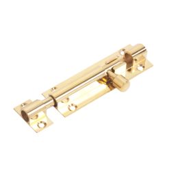 Straight Door Bolt Polished Brass 76mm