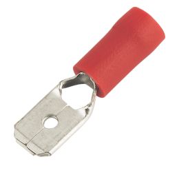 Essentials Insulated Red 6.3mm Push-On (M) Crimps 100 Pack