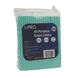 L-PRO All Purpose Non-Woven Cleaning Cloths Green 30cm x 38cm 50 Pack