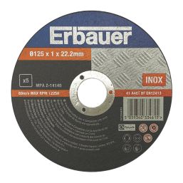 Erbauer  Metal Cutting Discs 125mm (5") x 22.2mm 5 Pack