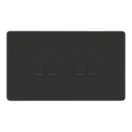 LAP  20A 16AX 4-Gang 2-Way Switch  Matt Black with Colour-Matched Inserts