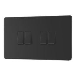LAP  20A 16AX 4-Gang 2-Way Switch  Matt Black with Colour-Matched Inserts