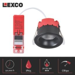 Lexco Chara Fixed  Fire Rated LED Downlight Black 11W 500-800lm