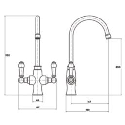 ETAL Cora Dual Lever Mono Mixer Kitchen Tap Chrome