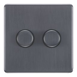 LAP  2-Gang 2-Way LED Dimmer Switch  Black Nickel with Colour-Matched Inserts