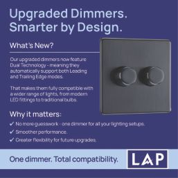 LAP  2-Gang 2-Way LED Dimmer Switch  Black Nickel with Colour-Matched Inserts