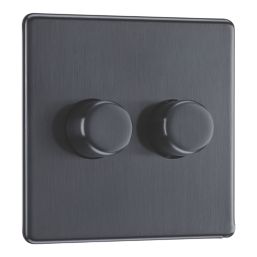 LAP  2-Gang 2-Way LED Dimmer Switch  Black Nickel with Colour-Matched Inserts