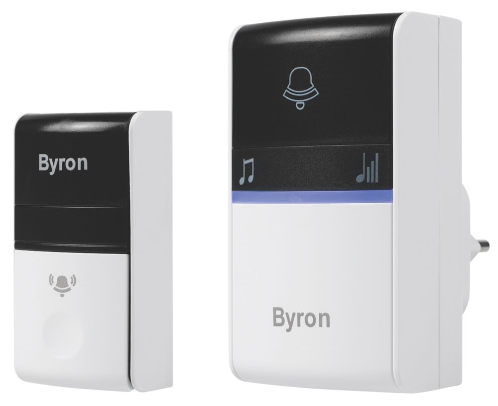 Byron PlugIn Wireless Door Chime White / Black Screwfix