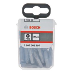 Bosch Extra Hard 1/4" 25mm Hex Shank PH2 Screwdriver Bits 25 Pieces