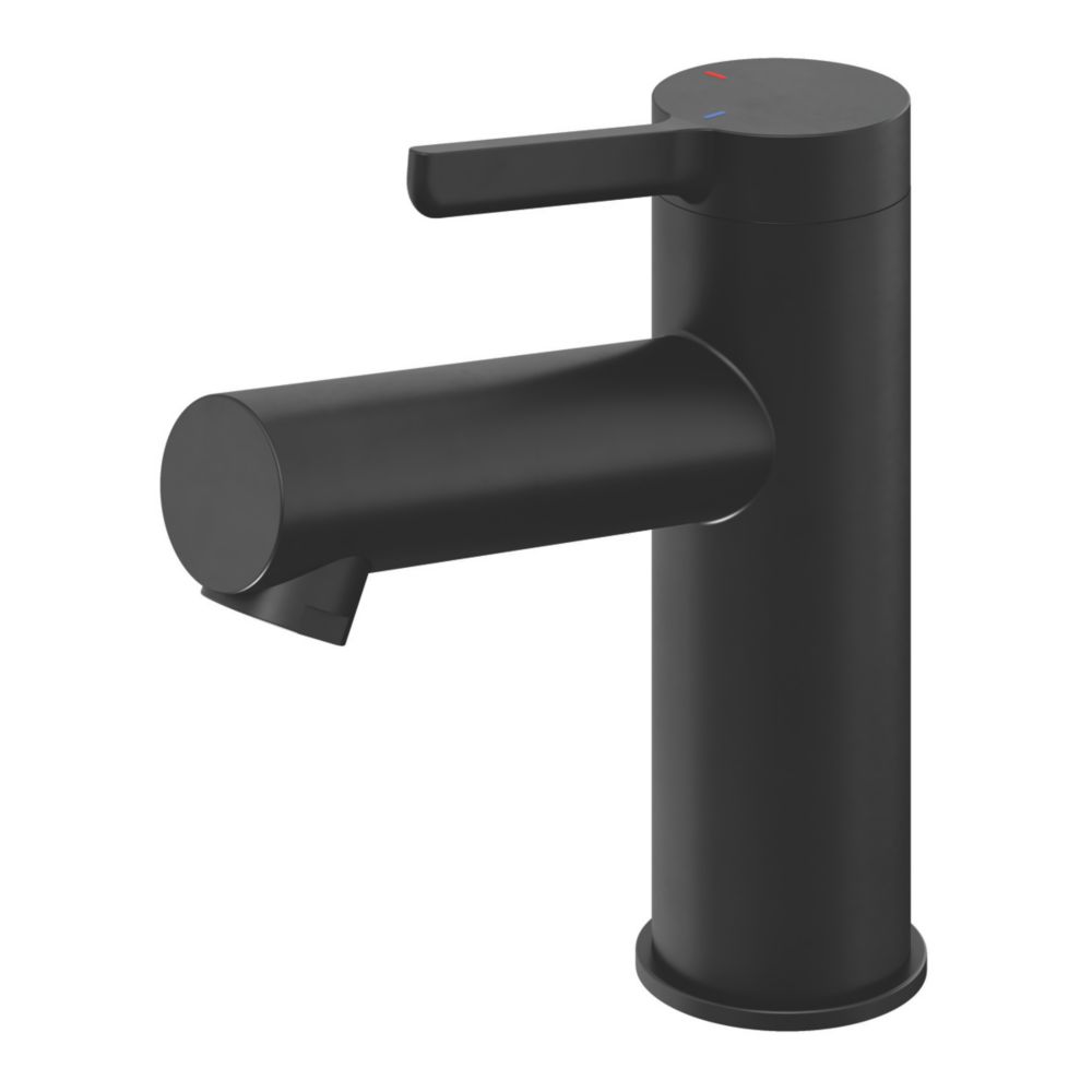 Swirl Bonda Black 136mm Cloakroom Round Head Mono Basin Mixer Tap With ...