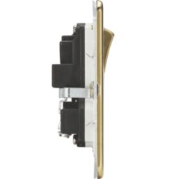 Knightsbridge  13A 2-Gang DP Switched Double Socket Polished Brass  with White Inserts
