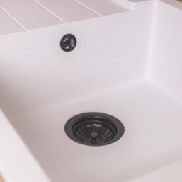 ETAL Sink Strainer Waste with Overflow Matt Black 90mm