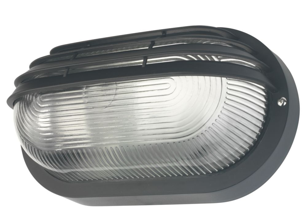 Zink Eyelid Outdoor Oval Bulkhead Black - Screwfix