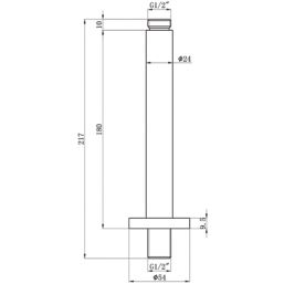 Highlife Bathrooms  Round Ceiling Arm Chrome 180mm x 54mm