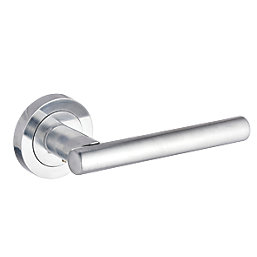 Smith & Locke Asker Fire Rated Lever on Rose Door Handles Pair Satin Chrome