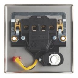 Contactum iConic 20A 1-Gang DP Control Switch & Flex Outlet Brushed Steel with Neon with Black Inserts