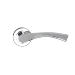 Serozzetta Breeze Fire Rated Lever on Rose Door Handles Pair Polished Chrome