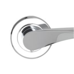 Serozzetta Breeze Fire Rated Lever on Rose Door Handles Pair Polished Chrome
