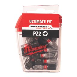 Milwaukee  1" 25mm Hex Shank PZ2 Impact Screwdriver Bits 25 Piece Set