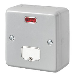 MK Metal-Clad Plus 13A Unswitched Metal Clad Fused Spur with Neon Aluminium with White Inserts