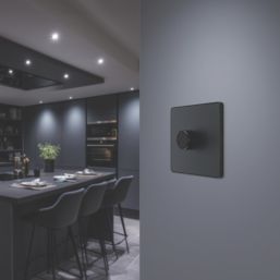 British General Evolve 1-Gang 2-Way LED Dimmer Switch  Grey with Black Inserts