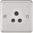 Knightsbridge  5A 1-Gang Unswitched Socket Brushed Chrome with Black Inserts