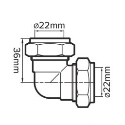 Flomasta  Brass Compression Equal 90° Elbow 22mm