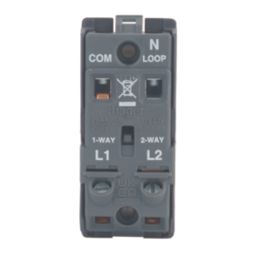 Hager Sollysta WMGS12BSW 20A Grid SP Control Switch Brushed Steel  with White Inserts