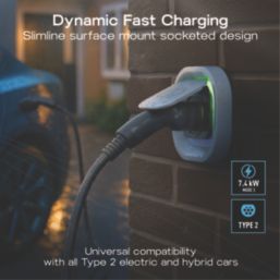 Sync Energy Link 1 Port 7.4kW  Mode 3 Type 2 Socket Surface / Recessed EV Charger (Plastic Control Box) Silver