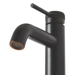 Highlife Bathrooms Dundas Matt Black 165mm Standard Lever Mono Basin Mixer Tap  With Clicker Waste