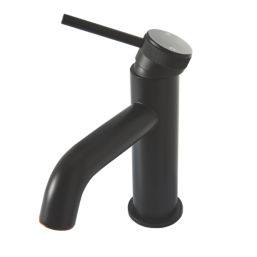 Highlife Bathrooms Dundas Matt Black 165mm Standard Lever Mono Basin Mixer Tap  With Clicker Waste