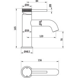 Highlife Bathrooms Dundas Matt Black 165mm Standard Lever Mono Basin Mixer Tap  With Clicker Waste