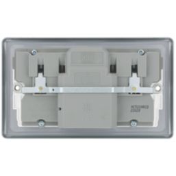 British General  13A 2-Gang SP Switched Metal Clad Passive Type A RCD Socket with White Inserts