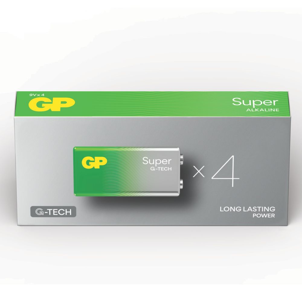 GP Batteries Super 9V Alkaline Batteries 4 Pack - Screwfix