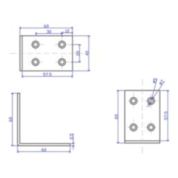 Essentials Angle Bracket Silver 60mm x 60mm x 40mm